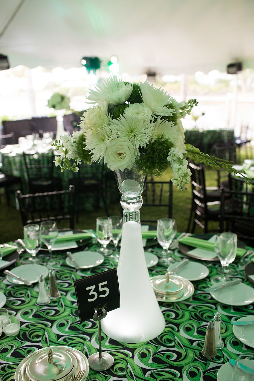 Flowers adorned each of the tables.
