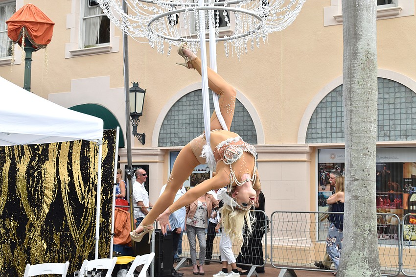 Aerialist Nicolette Fornasari performs.