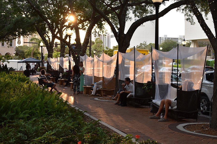 Guests had a variety of chic outdoor seating options.