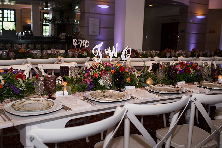 Two tables were set up for the dinner.