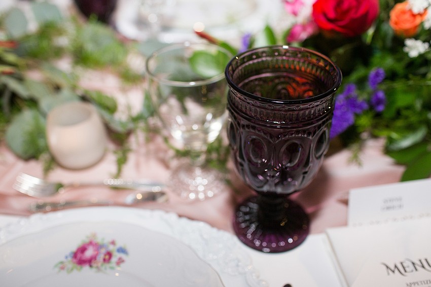 Table one had pink cups and table two, purple.