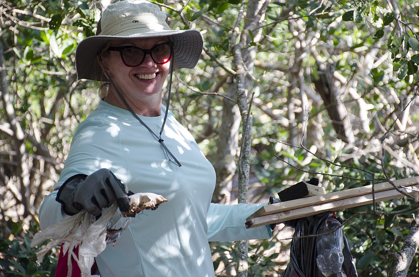 Barodette Viens helped clean up the town-owned Sister Keys.