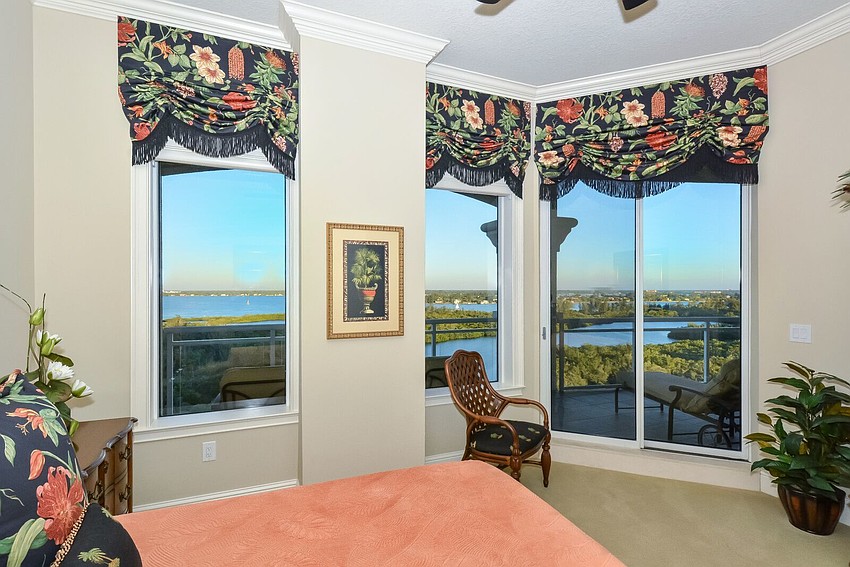 Guestroom overlooks Sarasota Bay.