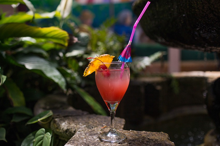 Guests were given a tropical drink upon arrival.
