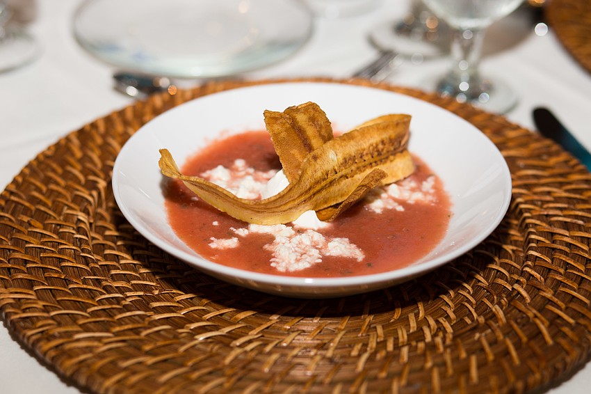 The first course was a watermelon gazpacho