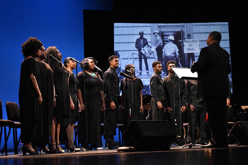 Members of Westcoast Black Theatre Troupe perform.