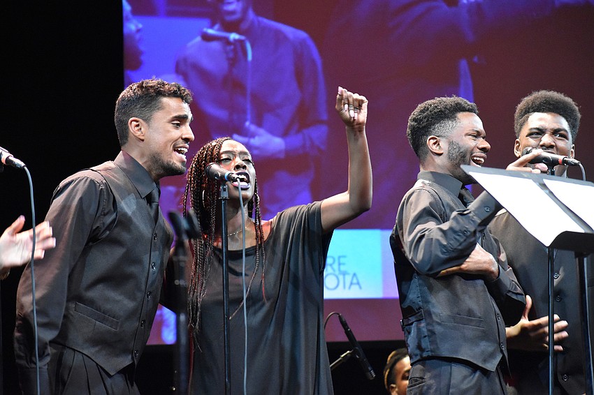 Members of Westcoast Black Theatre Troupe perform.