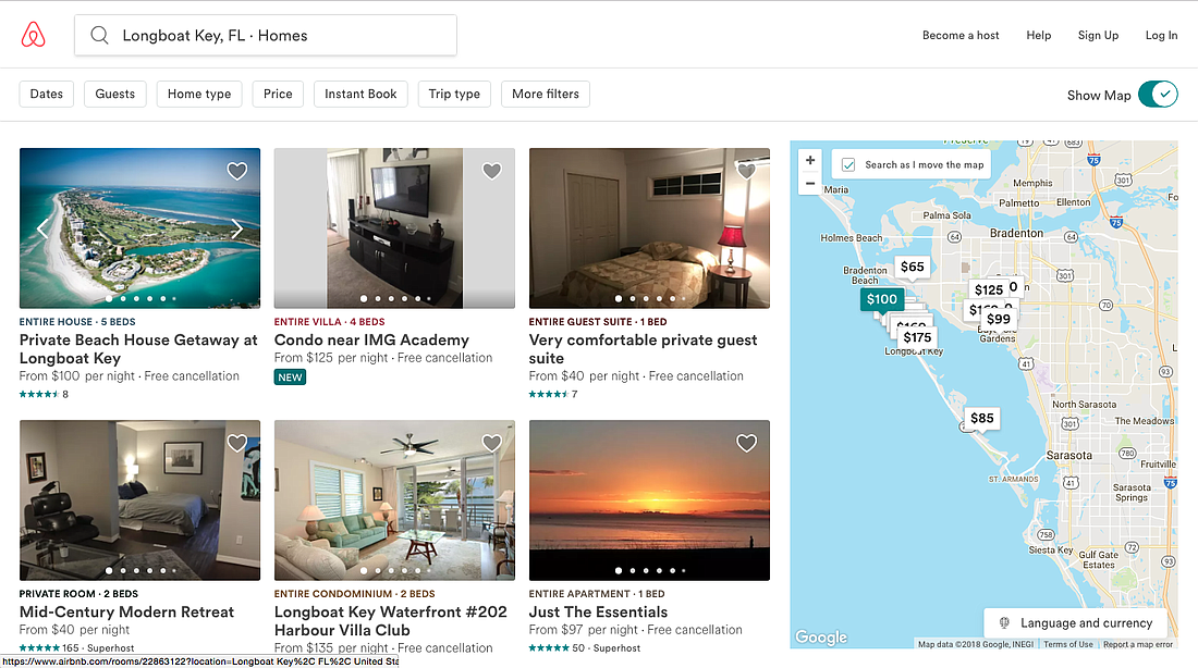 It&#39;s not hard to find vacation rentals online. More than 300 rental properties appear on Airbnb, VRBO and HomeAway websites when searching for Longboat Key.