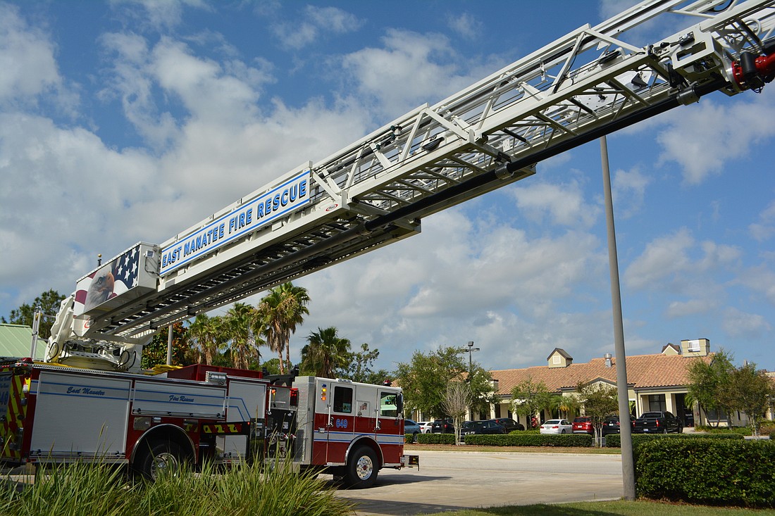 The ladder of the new aerial truck goes 107-feet high.