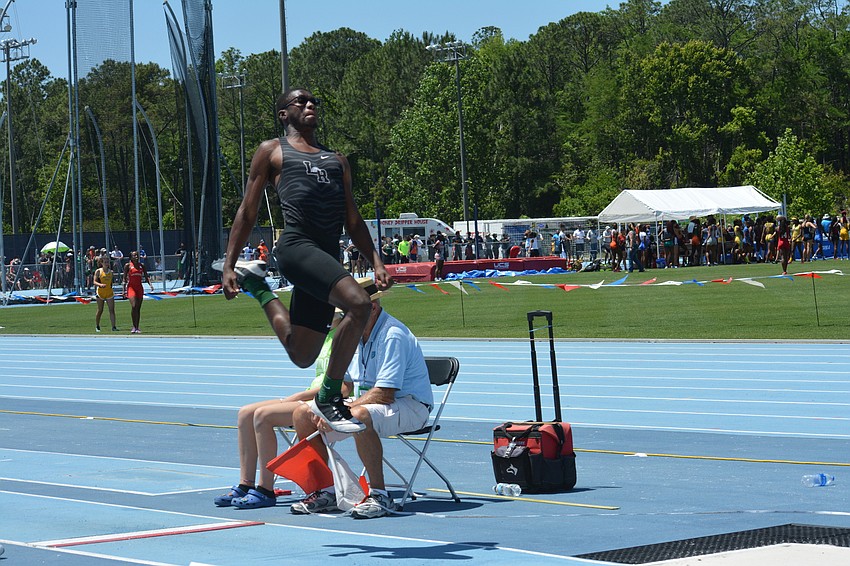 Lakewood Ranch senior Harry Barthelemy finished sixth (22.41 feet) in the 4A boys long jump.