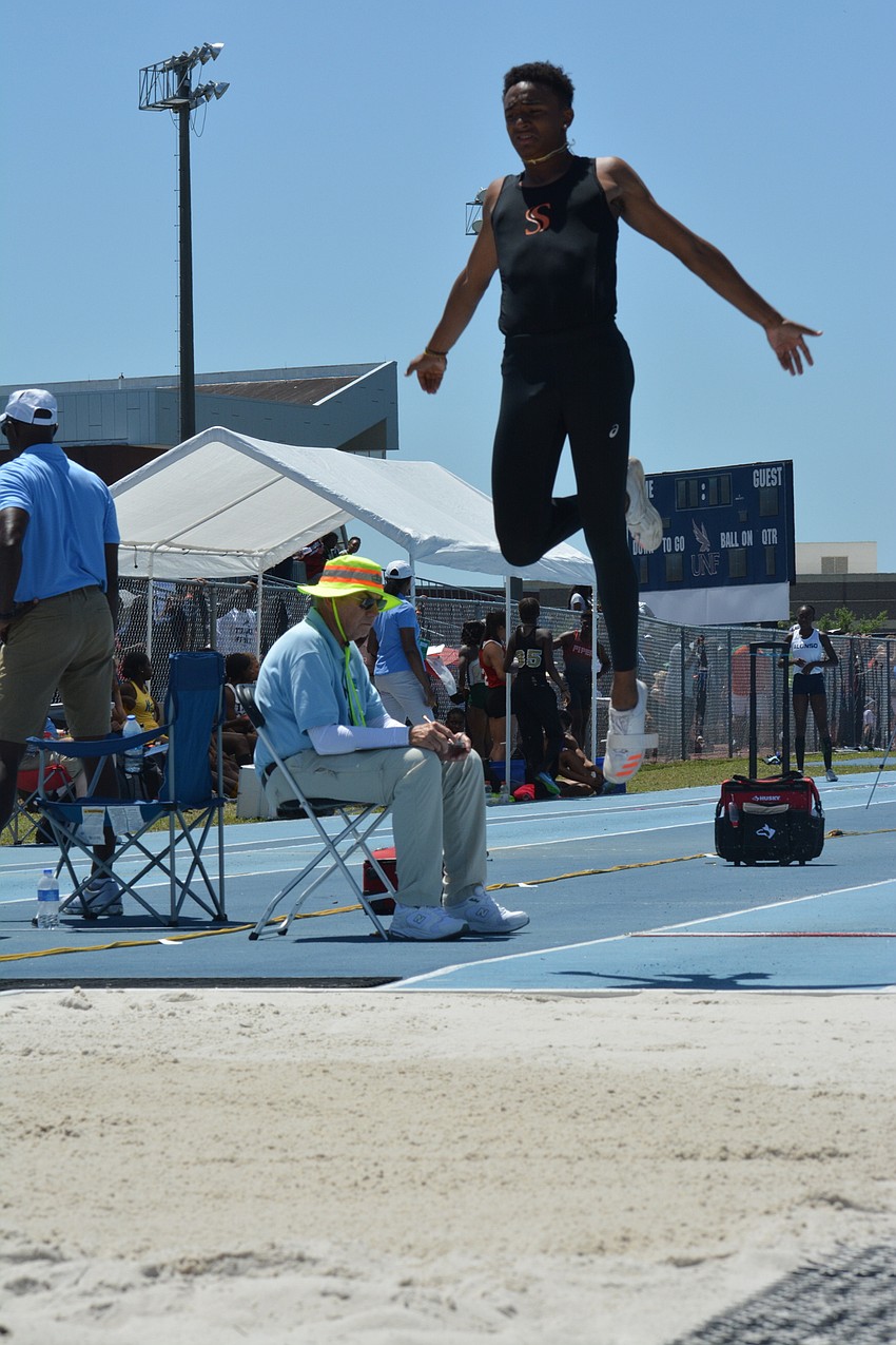 Sarasota High senior Jaasiel Torres finished 10th (21.36) in the 4A boys long jump.