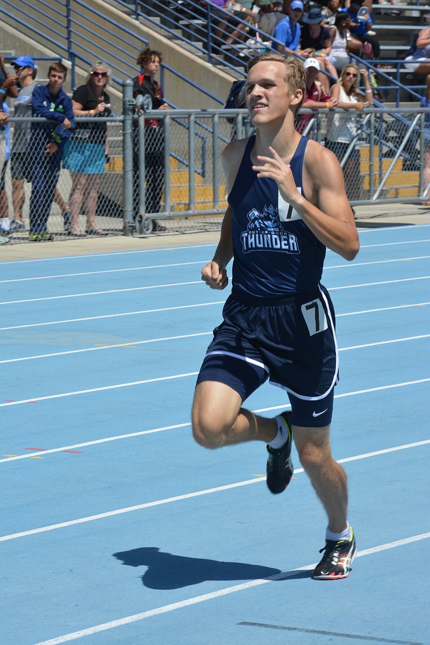 ODA's Kai Soderberg sprints during the 1A boys 800-meter race. Soderberg finished 20th overall (2:05.88).