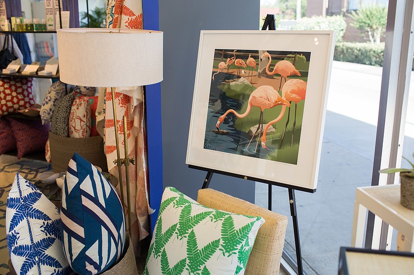 Paintings and wall hangings were available for guests to purchase.