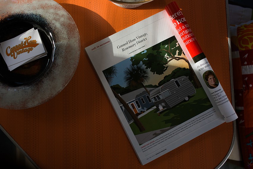 The camper belongs to Canned Ham Vintage.