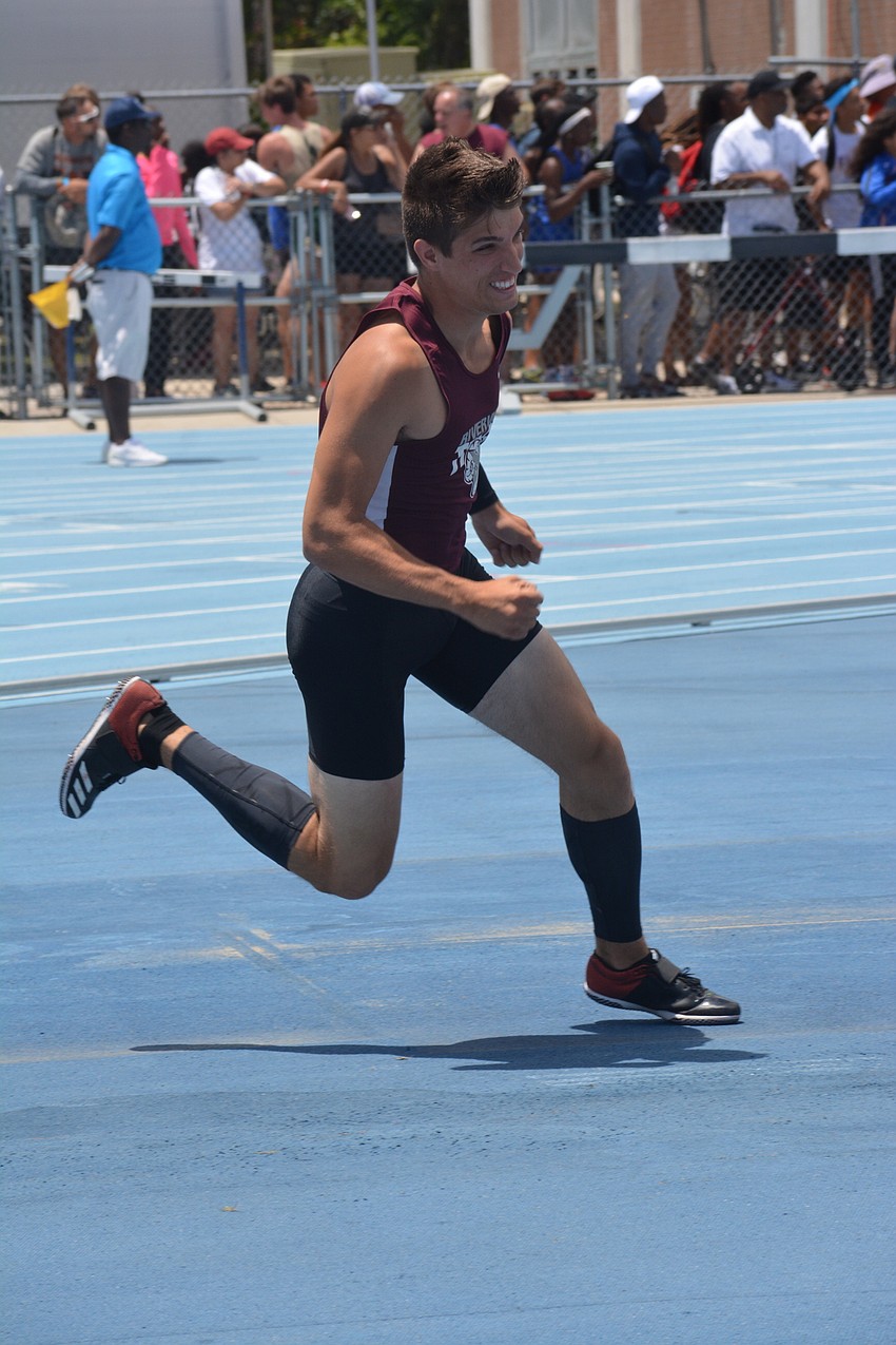 Riverview High's Jon Coca starts his run during the 4A boys high jump.