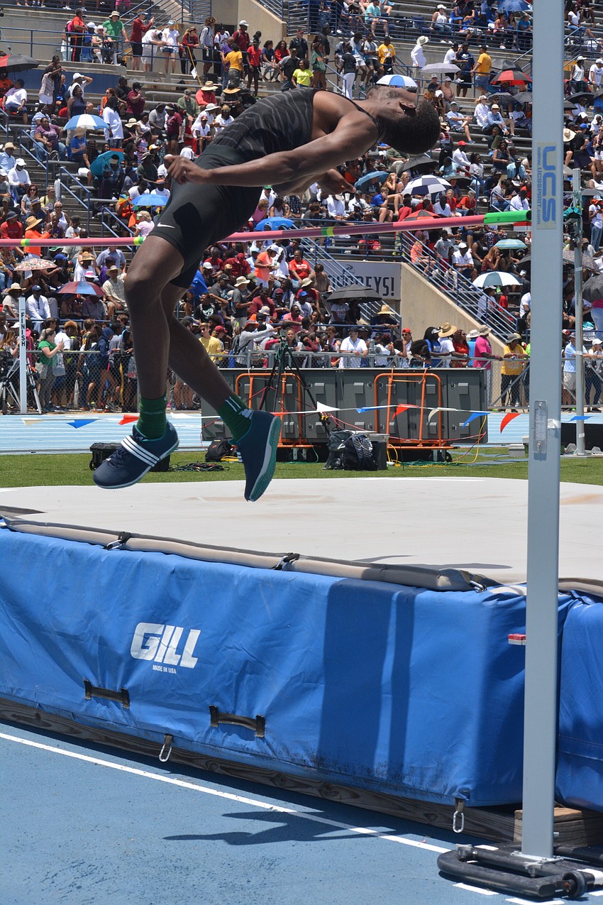 Mustangs senior Harry Barthelemy finished fifth (6.30 feet) in the 4A boys high jump.