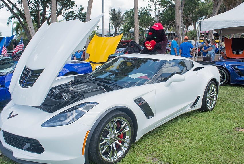 A 2016 white Z06 Coupe is displayed during Corvettes on the Circle.