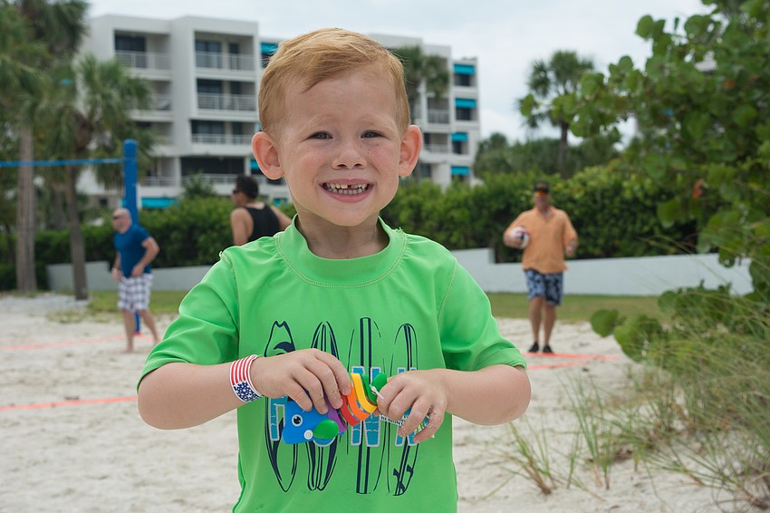 Bryson Heath with his toy prize.