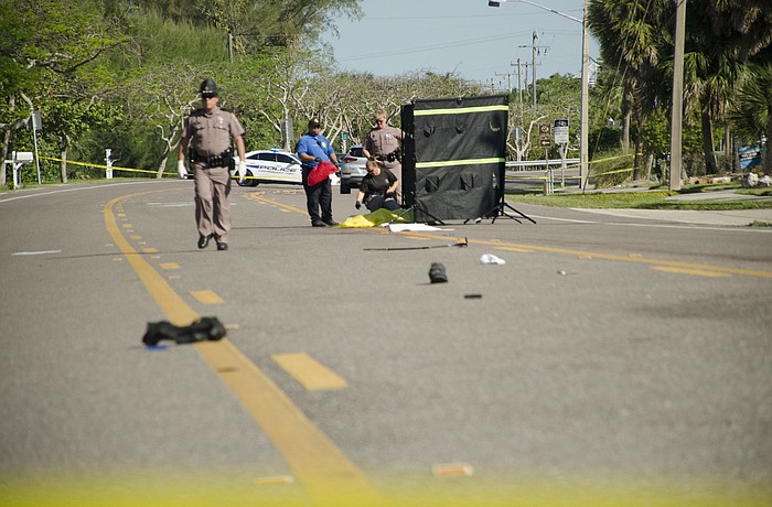 Traffic is blocked on the north end of Longboat Key.