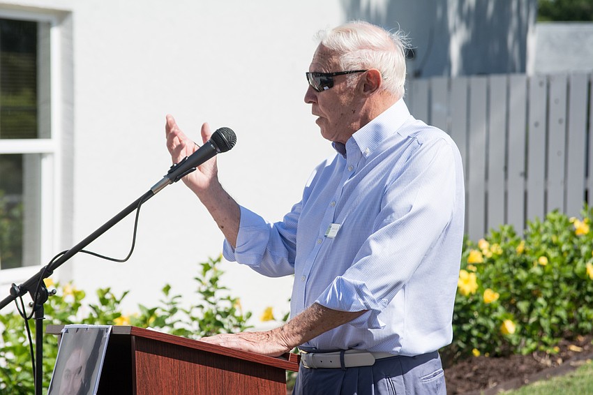 Glasser/Schoenbaum board member John E. Kidd speaks during the dedication ceremony.