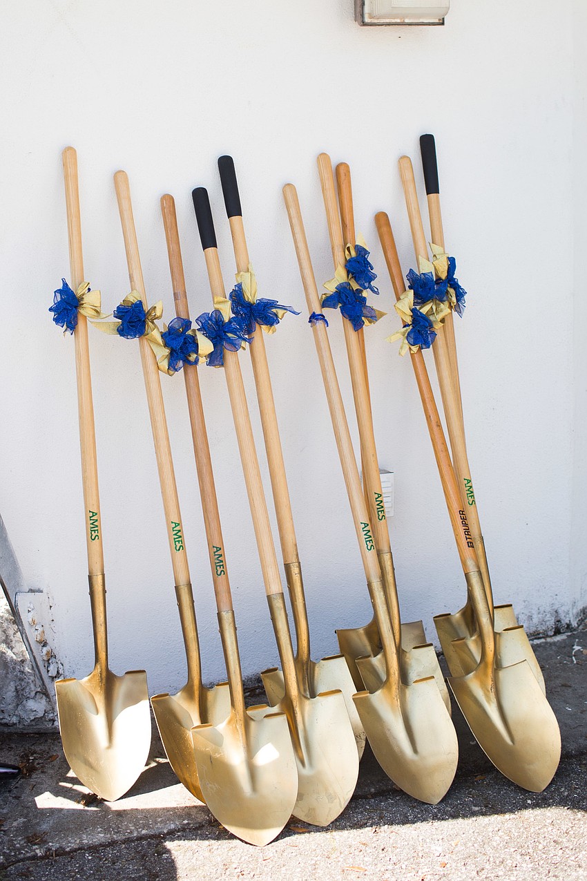 Gold shovels were used in the groundbreaking.
