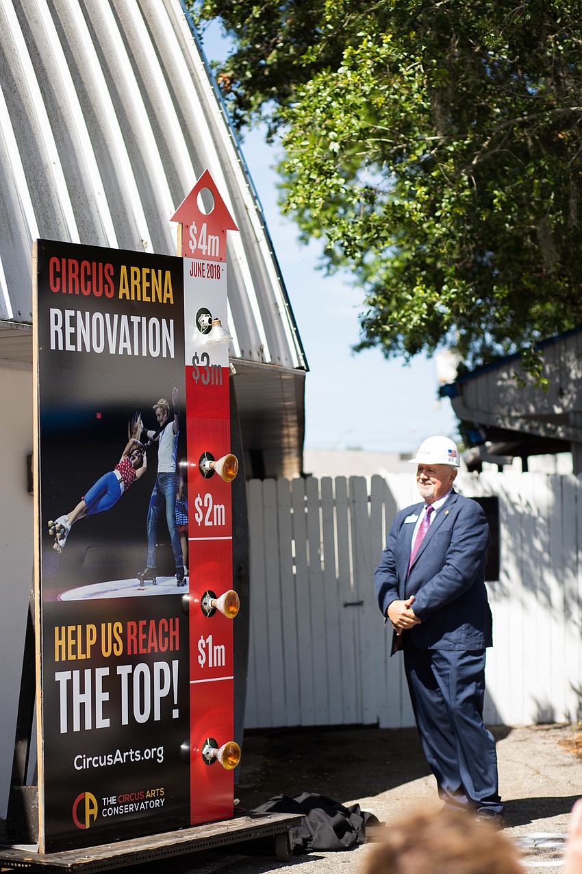 The thermometer is used to track the $4 million goal.