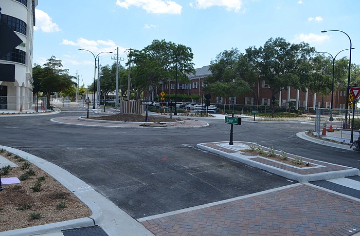 Work on the single-lane roundabout began in November.