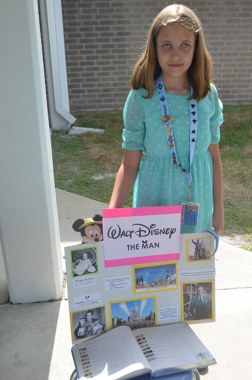 Ella Wolfgang, a fourth-grader, gave her presentation on Walt Disney because she loves Disneyworld.
