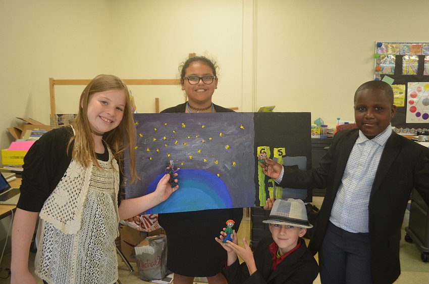 Samantha Berry, Arianna Hernandez, Nick Cinelli, and Justin Miller all made a claymation video about friends going to space and getting captured.