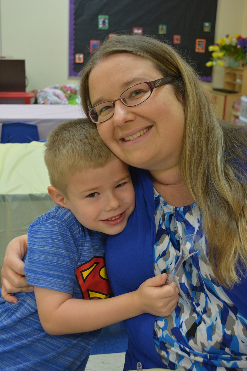Parrish's Austin Evans, 5, and mom Carla Evans. 