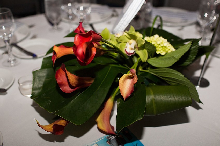 Tropical florals decorated the tables in The Ritz-Carlton, Sarasota.