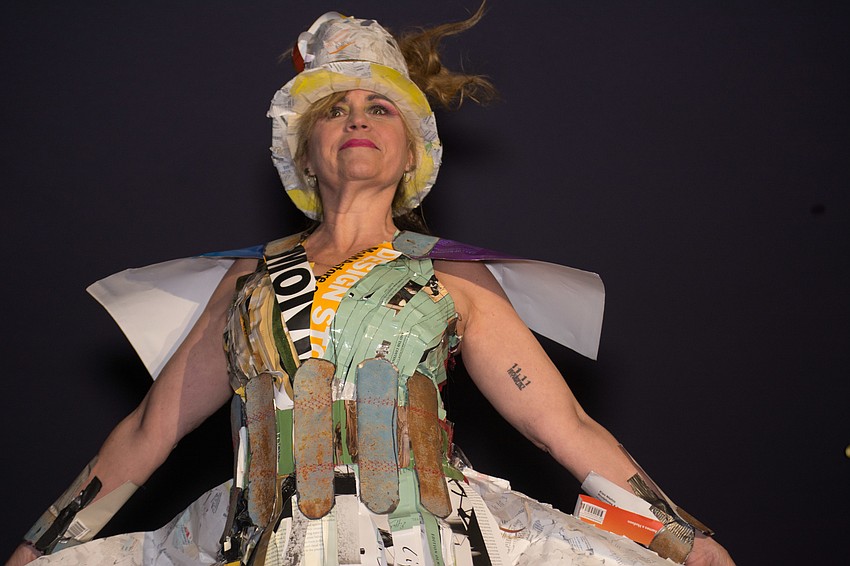 Heidi Powell struts the runway with a design made by herself and Annemarie Furlong.