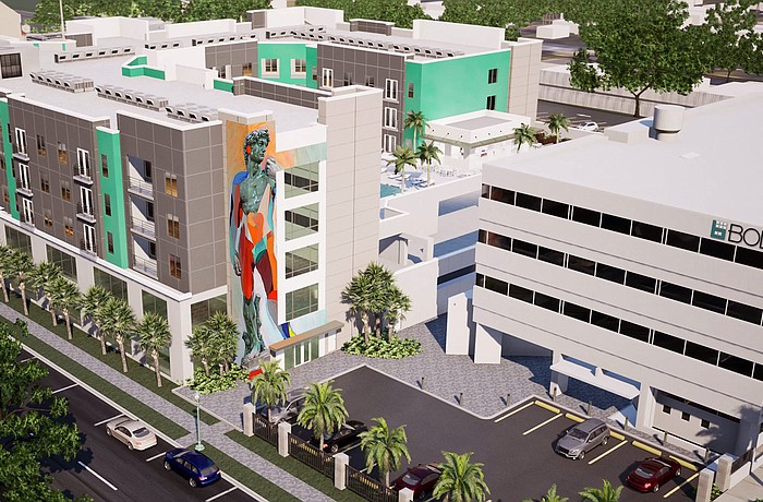 "David," a painting depicting the famous sculpture included in the city logo, is one of two murals planned for the BOLD Lofts residential project.