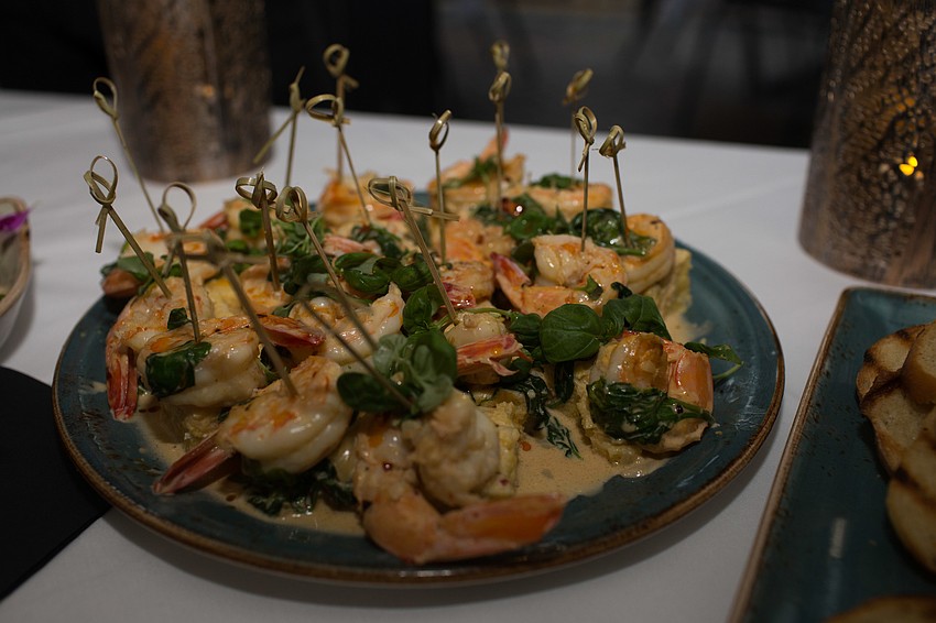Element restaurant served spice rubbed shrimp toscana.