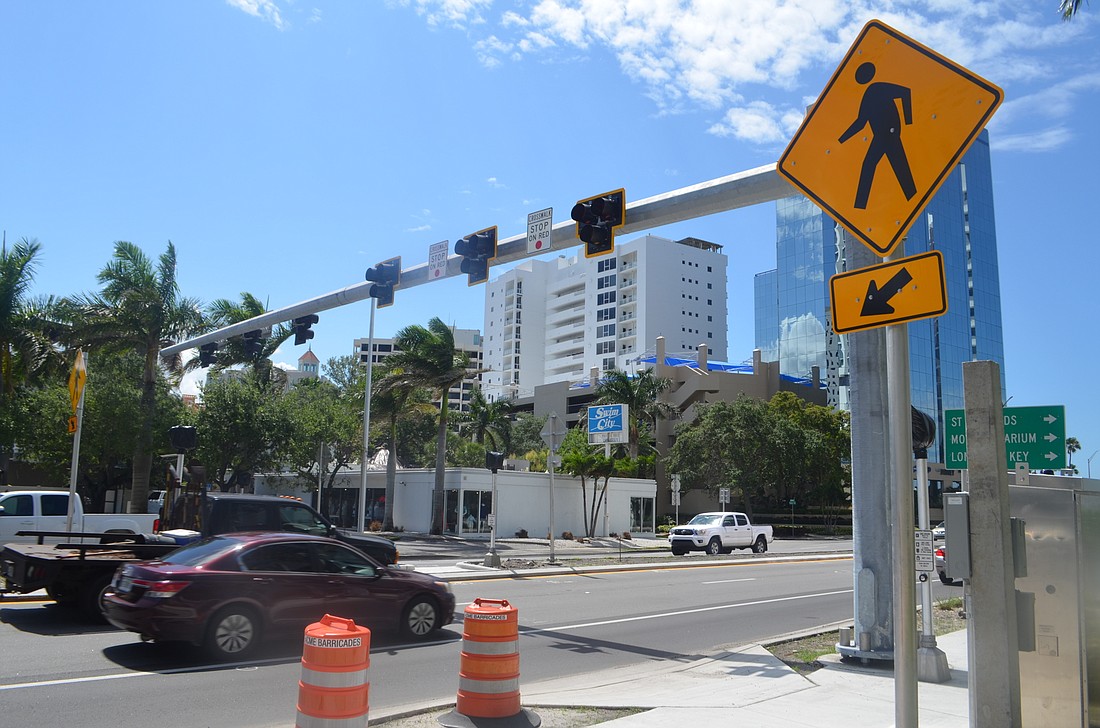 The Florida Department of Transportation is in the process of constructing a pedestrian crosswalk across connecting First Street to Ritz-Carlton Boulevard in Sarasota.