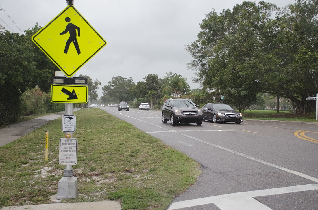There are five on-demand crosswalks along Gulf of Mexico Drive in  Longboat Key.