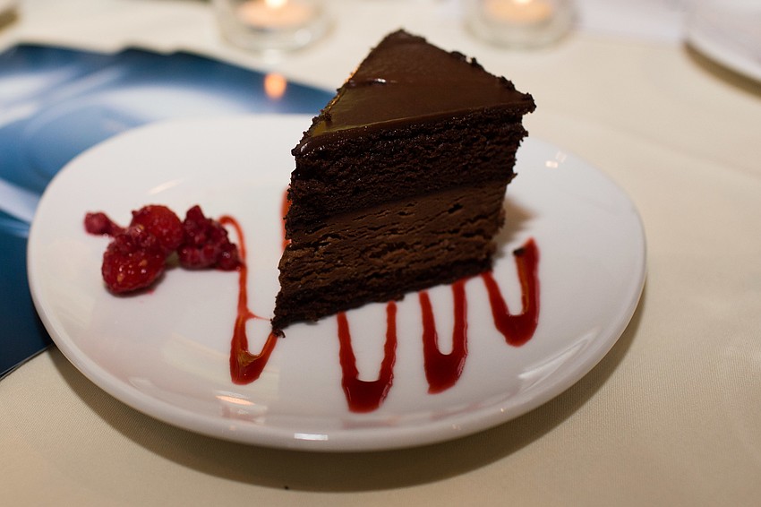 Dessert was a chocolate mousse cake.