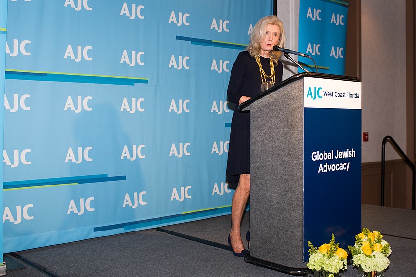 Regional President Anne Virag addresses the audience.