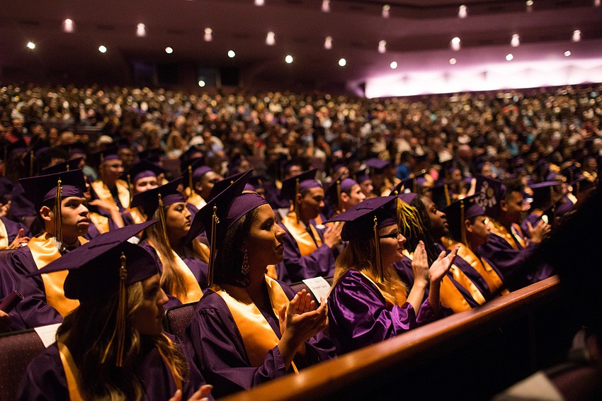The graduates and their families and friends filled the auditorium of the Van Wezel Performing Arts Hall.