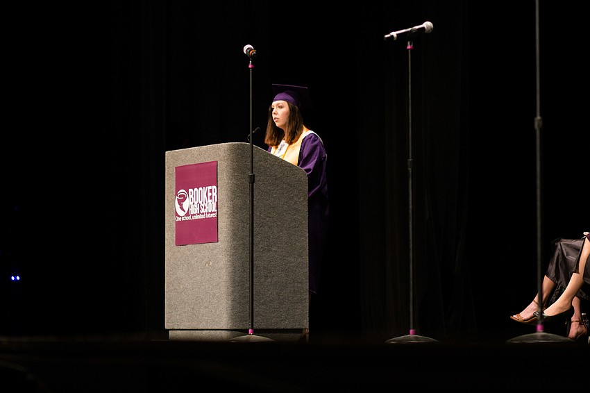 Abigail Pagan gives her commencement speech.