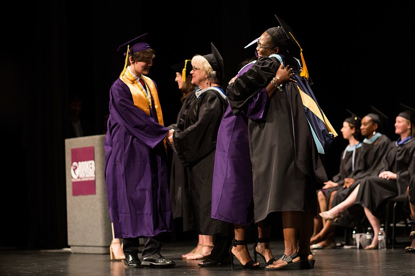 Many students hugged their favorite faculty members on stage.