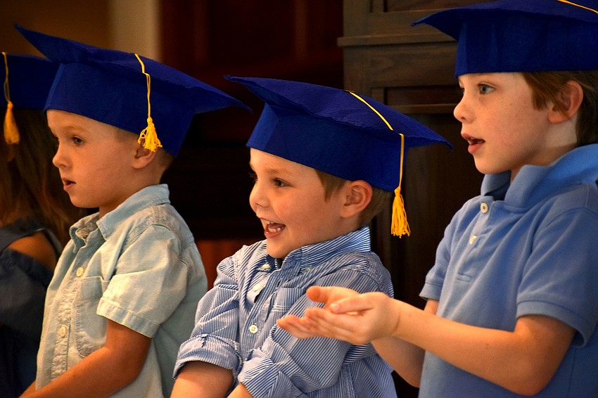 Graduates sing songs for their parents during the graduation ceremony. They learned three songs; “He’s Got the Whole World in His Hands,” “Make New Friends” and “The Kindergarten Song.”