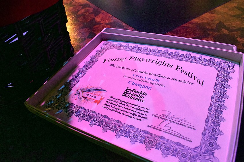 Each young playwright was awarded a certificate.