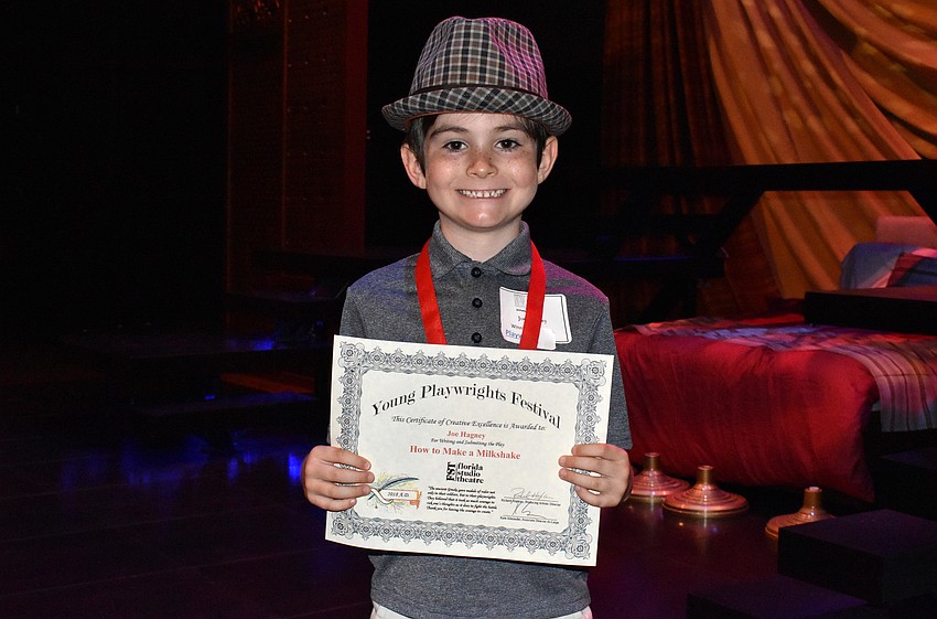 Winning playwright Joe Hagney, a first grader at Gulf Gate Elementary