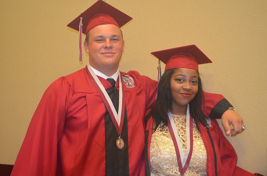 Brendon Bengatsson and Aisha Benoit-Jean share a moment before the ceremony.