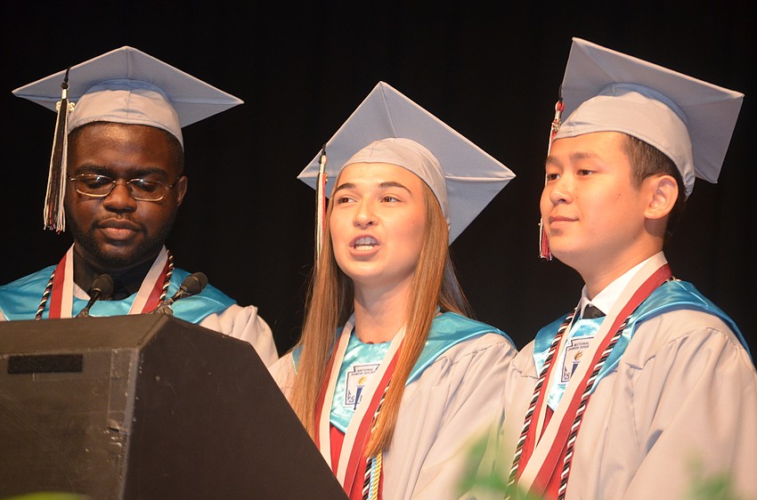 Obed Antoine Jr., Sofia Mingote and Vinh Dong won a speech-writing contest to be chosen to address their class at graduation.