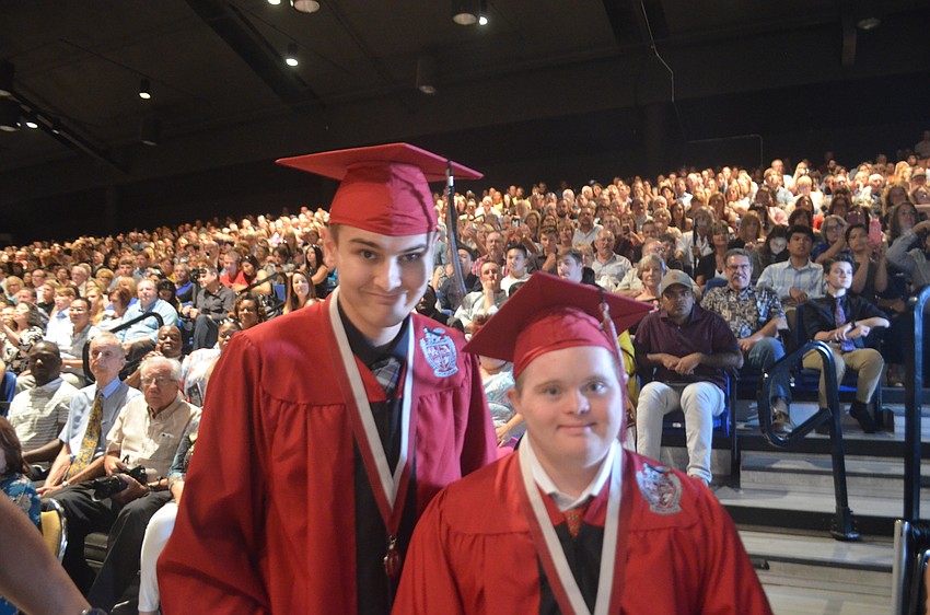 Davin Hester and Sean Kennedy enjoy their final school function.