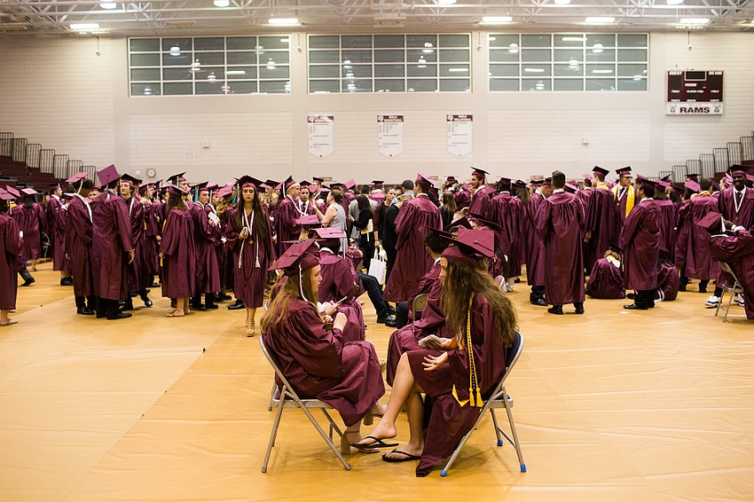Students gathered in the gymnasium before the ceremony.