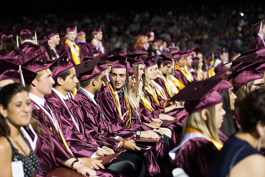 After receiving their diplomas, the students took their seats on the field.
