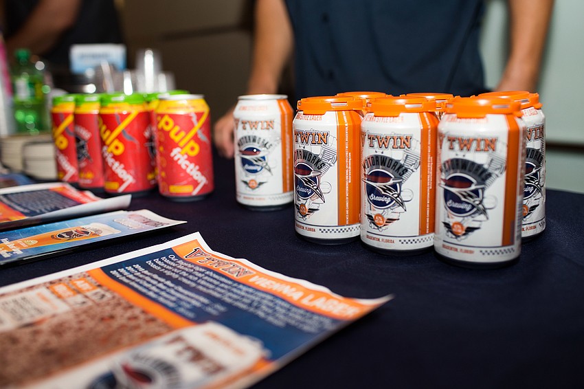 Motorworks Brewing handed out beer samples.